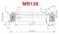 Bicycle Headset bearing MR136 - 32.8x41.8x6mm - 45°x 45° Deg